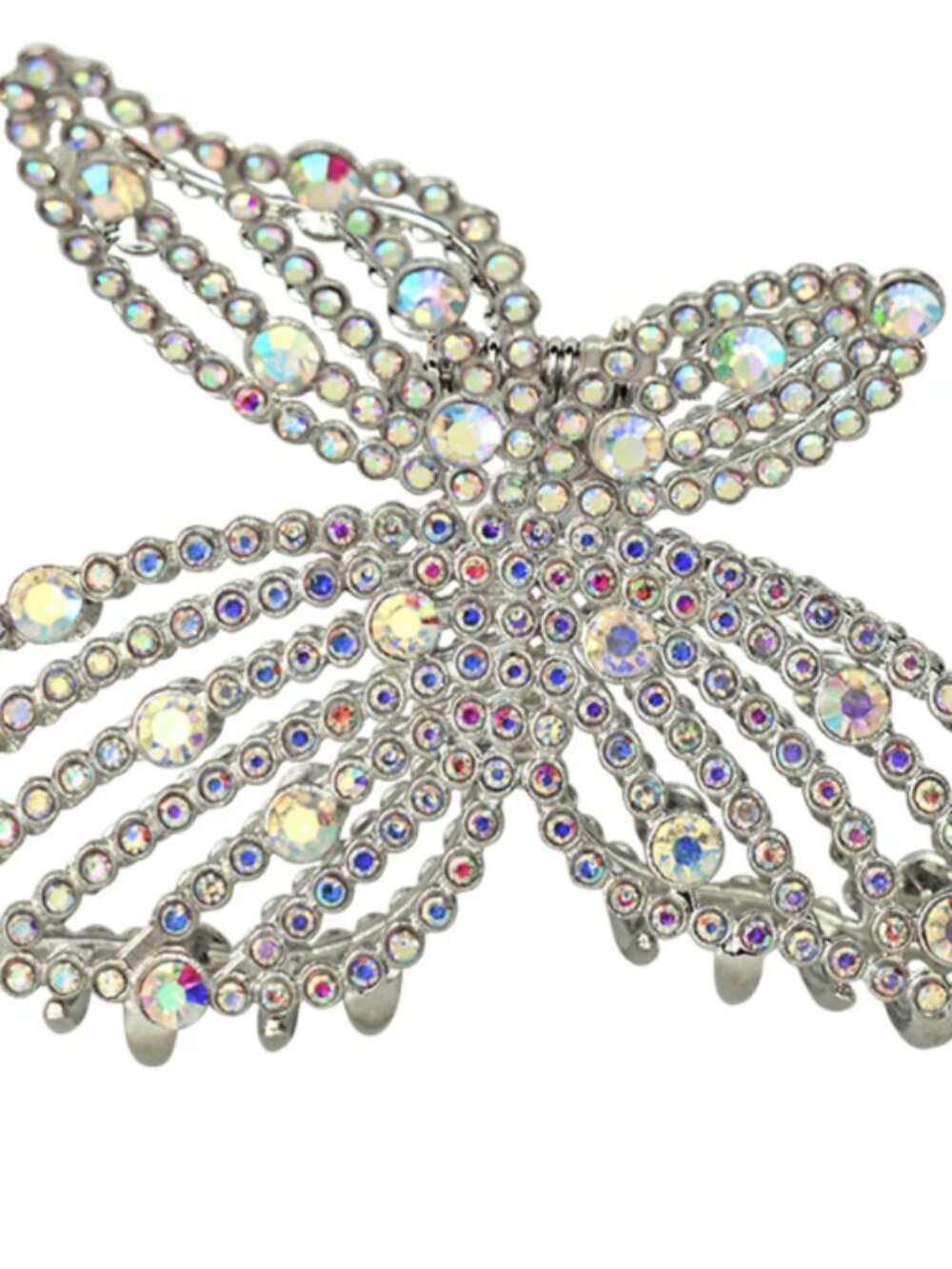 KIRKS FOLLY CRYSTAL QUEEN BUTTERFLY HAIR CLAW CLIP SILVER TONE